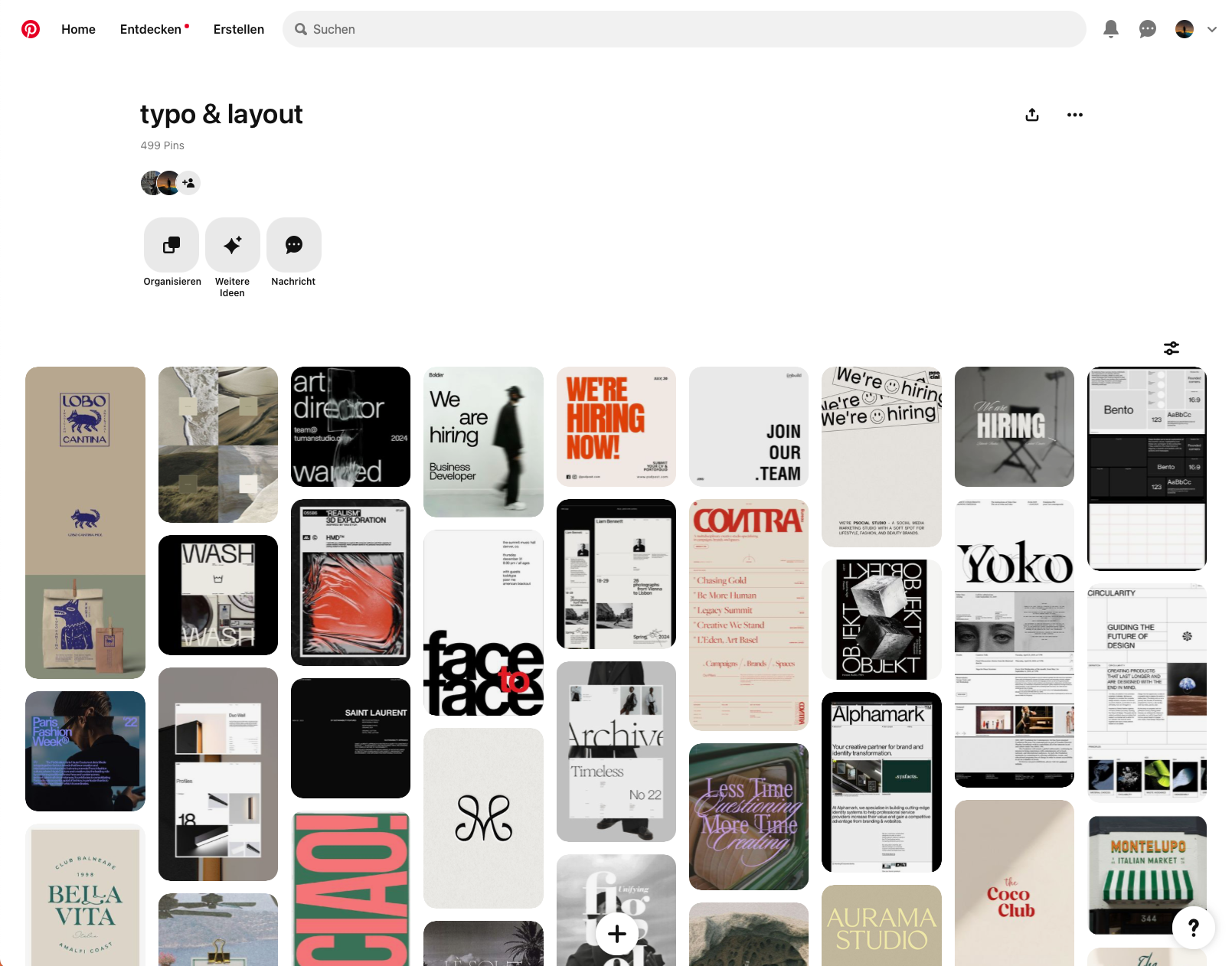 Pinnwand bei Pinterest zum Thema Typografie & Layout