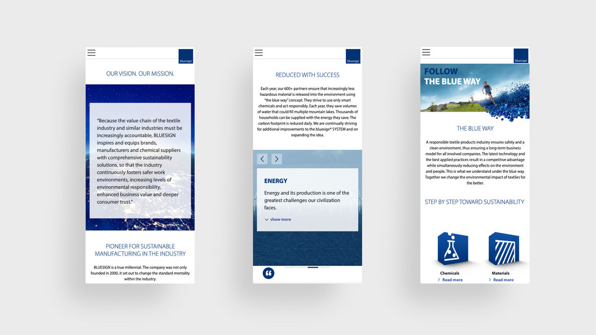 Bluesign - Webseite mobile