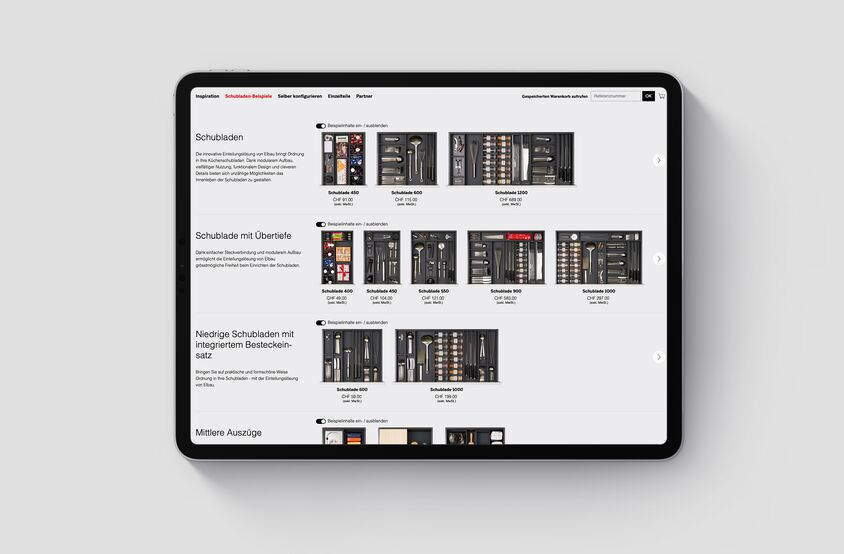 Elbau - Schubladenkonfigurator Ipad