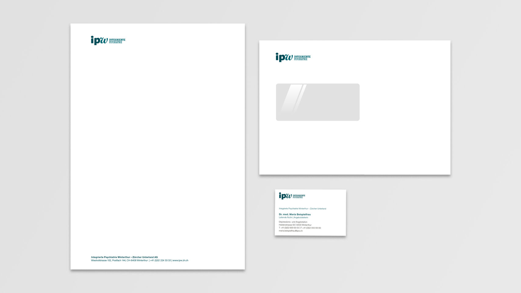 ipw Integrierte Psychiatrie Winterthur – Branding – Briefschaft