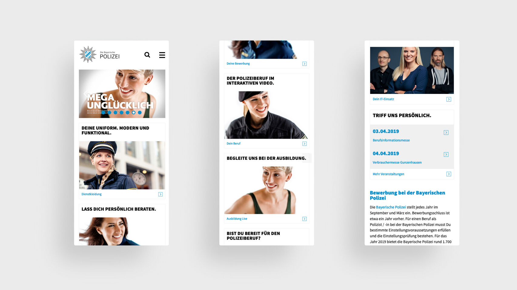 Bayrische Polizei - Webseite mobile