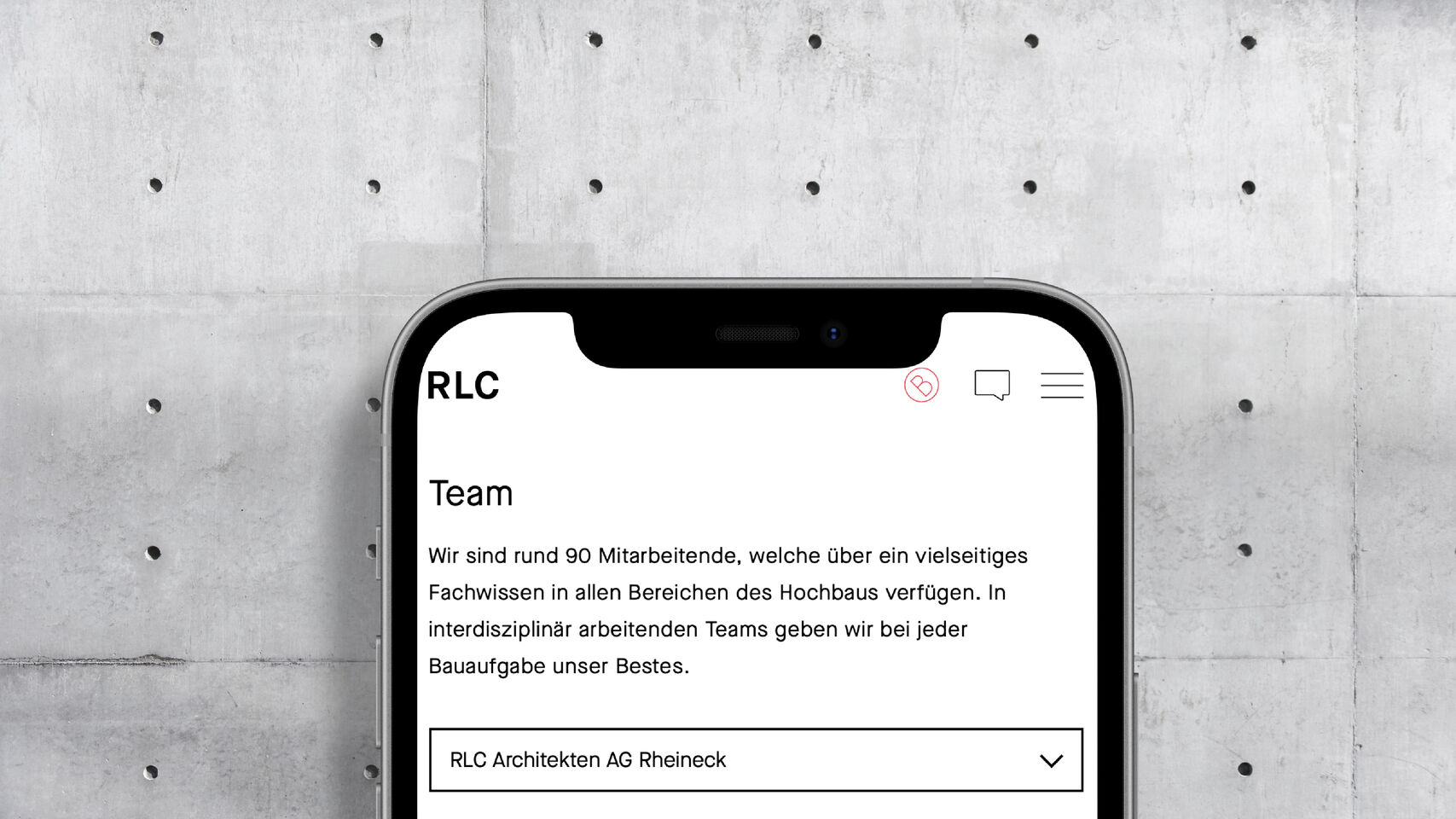 Case RLC Architekten – Mockup Mobile
