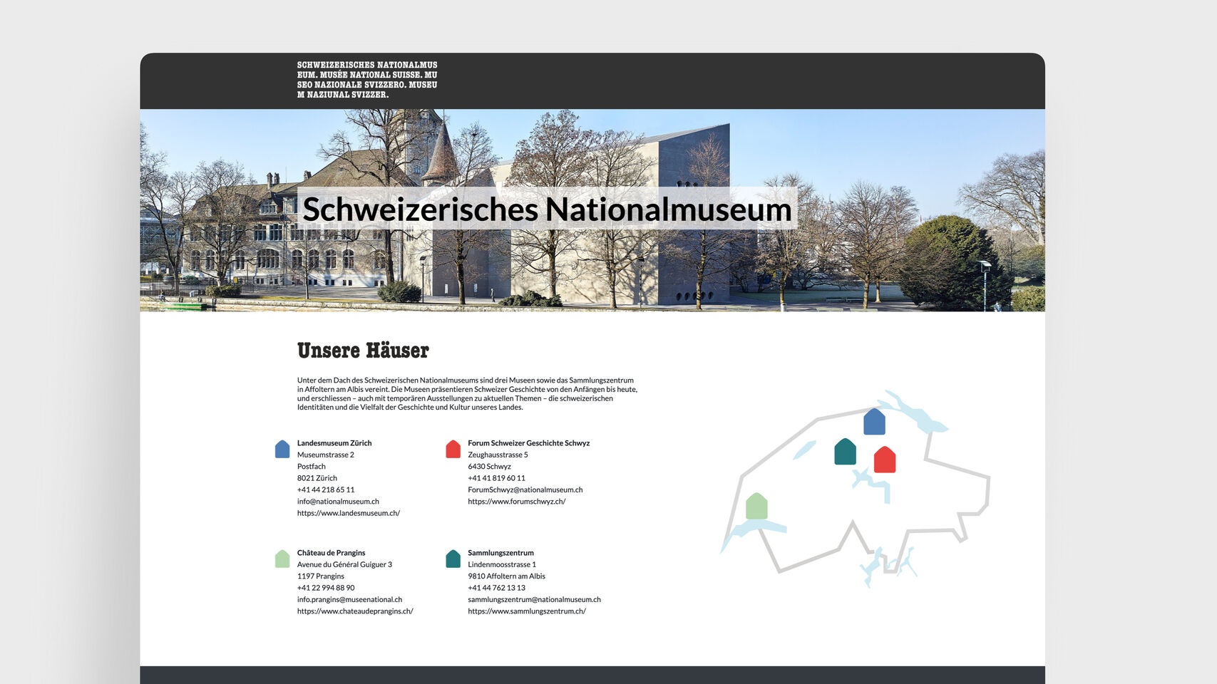 Schweizer Nationalmuseum - Webseite