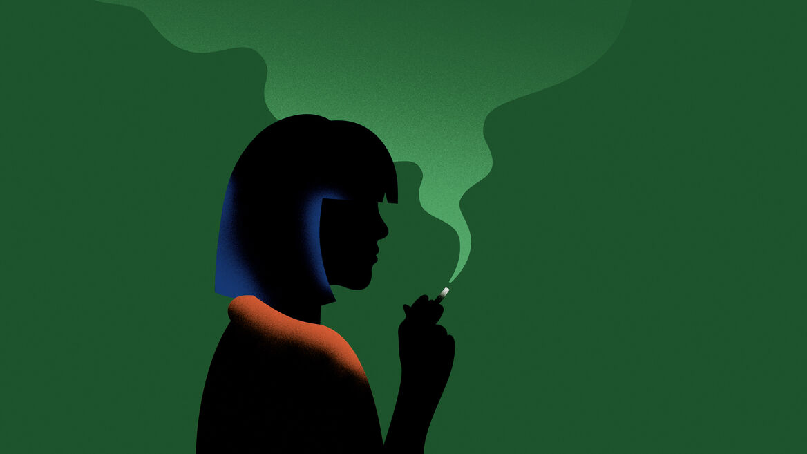 Wellauer – Silhouette einer rauchenden Frau