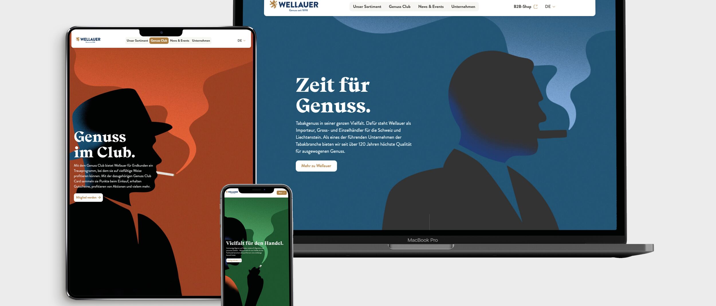 Wellauer – Darstellung der Website auf verschiedenen Endgeräten