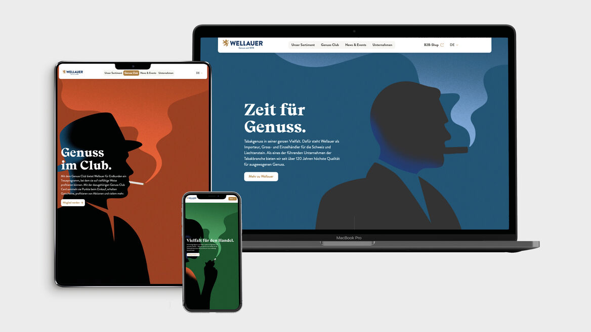Wellauer – Darstellung der Website auf verschiedenen Endgeräten