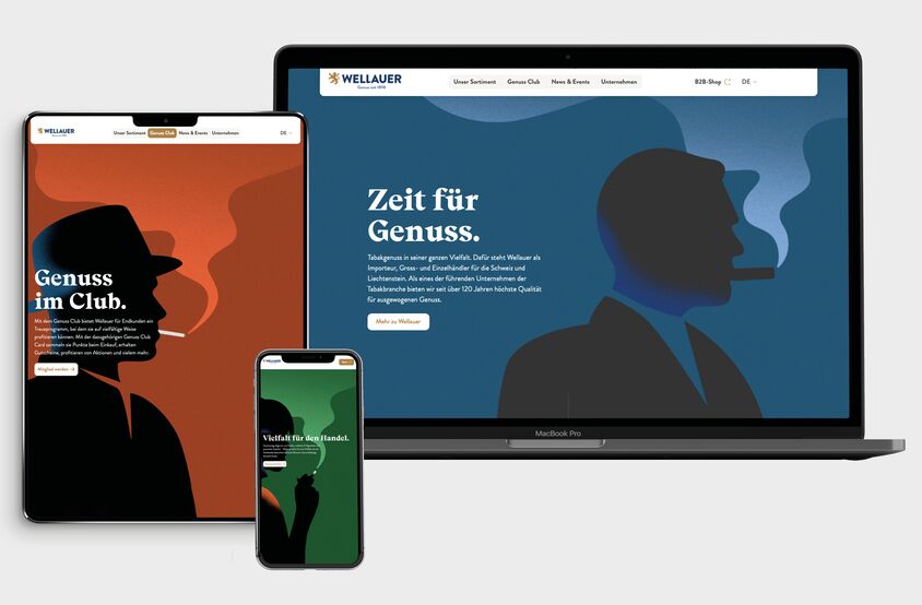 Wellauer – Darstellung der Website auf verschiedenen Endgeräten