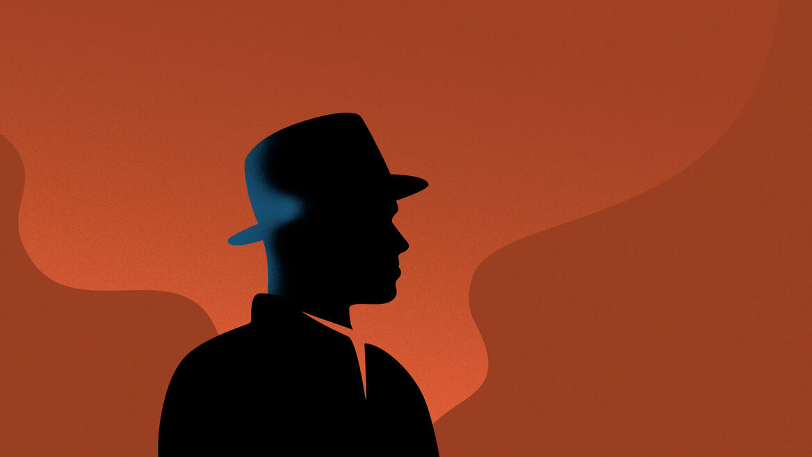 Wellauer – Silhouette eines Mannes mit Rauchwolke im Hintergrund