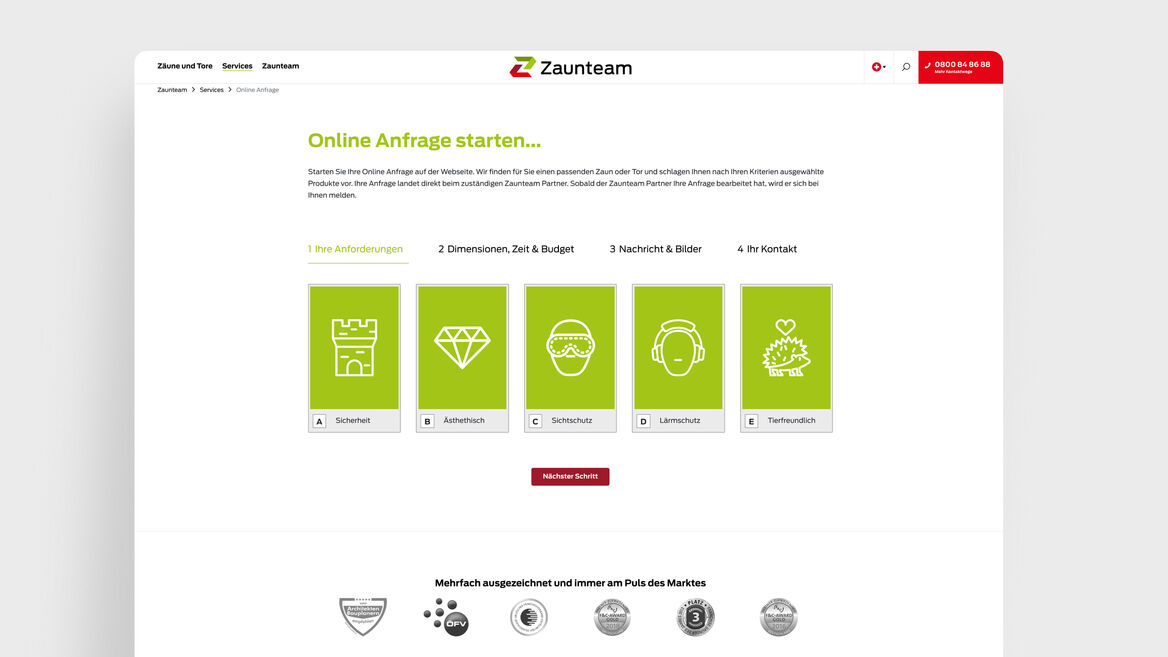 Zaunteam Franchise AG – Online-Anfrage Franchise Website