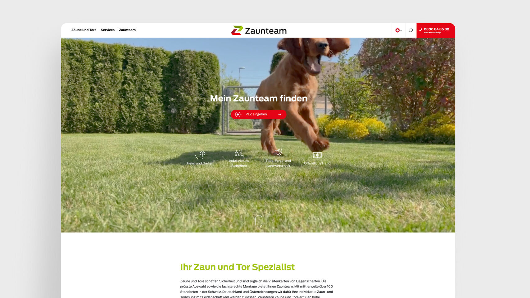 Zaunteam Franchise AG – Startseite Franchise Website